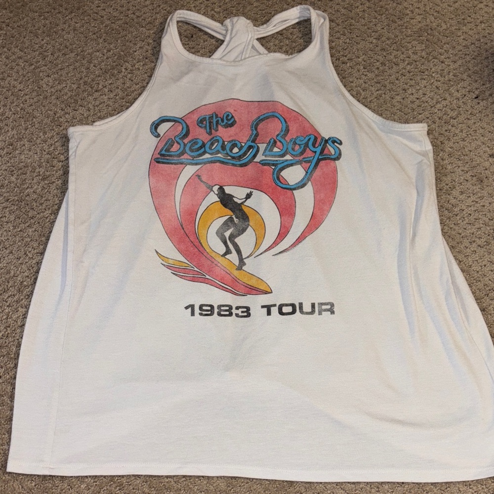 Women’s White Beach Boys Graphic Tank Top SZ M